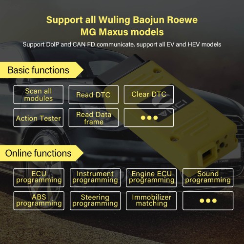 VNCI VDI3 Rongwei MG Wuling Baojun Datong Diagnostic Interface Compatible with OEM Software Driver, Plug and Play,