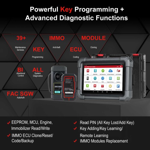 [Global Version] Launch X431 IMMO Plus Key Programmer IMMO Clone Diagnostics 3-in-1 Supports ECU Coding and 39 Special Functions