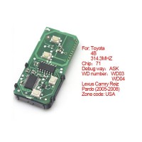 Toyota Smart Card Board 4 Key 314.3 MHZ Number 271451-0140-USA