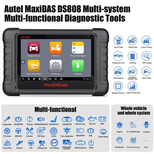 [UK/EU Ship] 2021 Original Autel MaxiDAS DS808K Diagnostic Tool with both OBD1 and OBD2 Adapters Support Bi-directional Control
