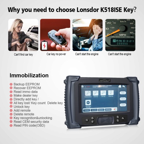 [UK/EU Ship] Lonsdor K518iSE Key Programmer with LKE Smart Key 5 in 1 Emulator Free Update for 1 Year