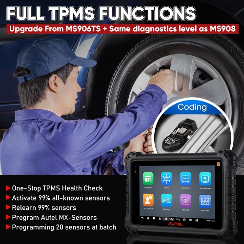 Autel MaxiSYS MS906 Pro-TS Diagnostic Scanner Tool: Upgrade of MS906TS/ MS906BT/ MK906BT/ MS906, OE All Systems Diagnoses & Complete TPMS Function,