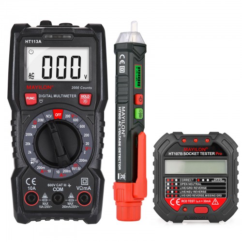 Household Electricity Safety Testing Tool Kit, Socket Meter + Multimeter + Voltage Tester, With LCD Display, Electric Circuit Detector