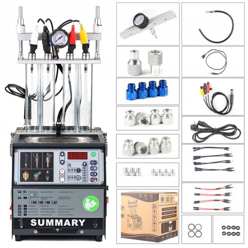 2022 New SUMMARY POWERJET GDI S4 Injector Cleaner & Tester Machine Kit Support for 220V Petrol Vehicles Motorcycle 4-Cylinder