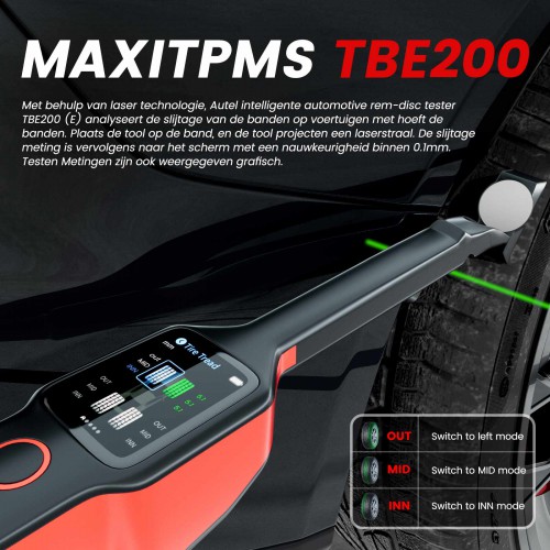 [UK Ship] Autel MaxiTPMS TBE200 Tire Brake Examiner Newest Laser Tire Tread Depth Brake Disc Wear 2-in-1 Tester Work with ITS600