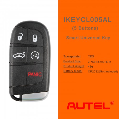 AUTEL IKEYCL005AL Chrysler 5 Buttons Universal Smart Key (Trunk/ Remote Start) 5pcs/lot