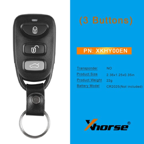 [UK Ship]Xhorse XKHY00EN Hyundai Style Universal Remote Key 3 Buttons 5pcs/lot