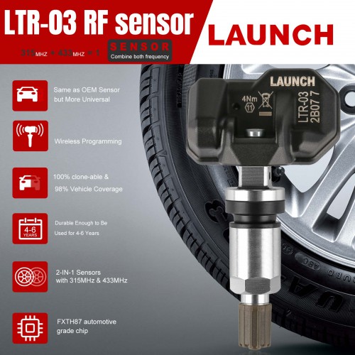 LAUNCH LTR-01 RF Sensor 315MHz & 433MHz work with Launch X-431 TSGUN TPMS Tire Pressure Detector & Program Diagnostic Tool