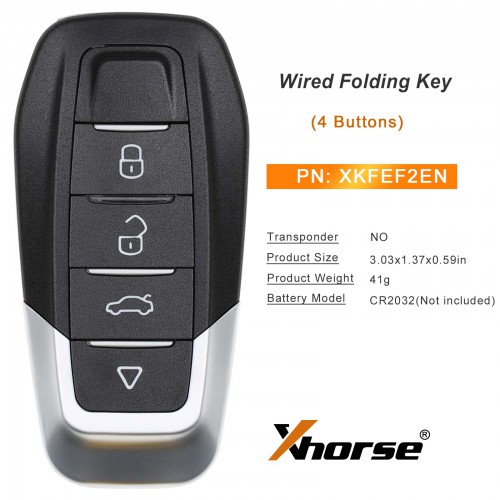 XHORSE XKFEF2EN FA.LL Type Wired Folding Key 4 Buttons Bright Red 5pcs a lot