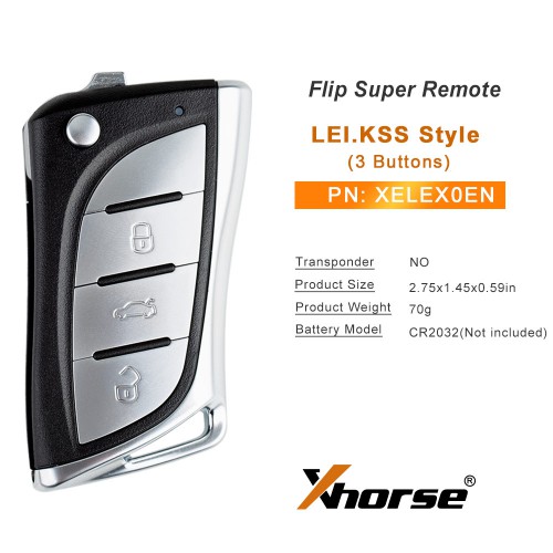 Xhorse XELEX0EN Super Remote Toyota/Lexus Flip 3 Buttons Built-in Super Chip 5pcs a lot