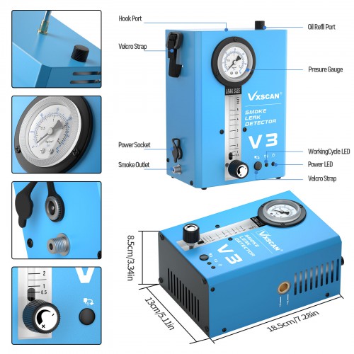 Newest VXSCAN V3 Automotive Smoke Leak Detector Vacuum Smoke Machine Leak Detector Diagnostic Tester