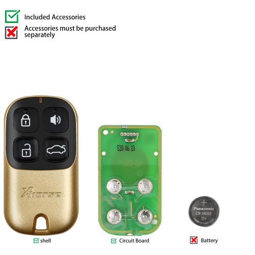 [UK Ship]XHORSE XKXH02EN Universal Remote Key 4 Buttons for VVDI Key Tool Golden Style 5pcs