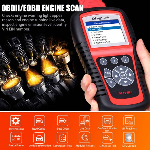 100% Original Autel Diaglink Full Systems Diagnostic Scanner DIY Version of MD802 for Family DIYers
