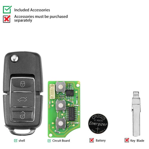 Xhorse XKB506EN Wire Remote Key 3 Buttons for VVDI VVDI2  Key Tool(English Version) 5pcs/lot