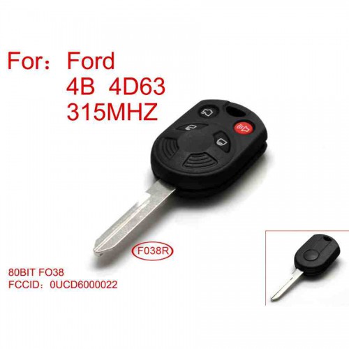 Ford remote key 4D63-80BIT 4 button 315 MHZ