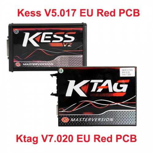 [No TAX] Kess V5.017 Red PCB EU Version Plus Ktag V7.020 with GPT Cable Online Version Full Protocols Activated