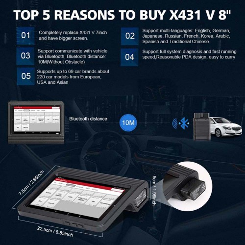 [UK/EU Ship]  2022 Newest Launch X431 V 8inch Tablet V4.0 Wifi/Bluetooth Full System Diagnostic Tool 2 Years Free Update Online