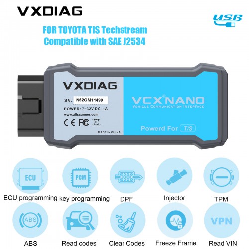 [UK/EU Ship]VXDIAG VCX NANO for TOYOTA TIS Techstream V15.00.026 Compatible with SAE J2534