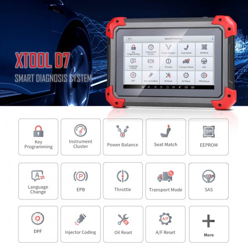 [UK SHIP]XTOOL D7 Automotive Diagnostic Tool , Bi-Directional Scan Tool with OE-Level Full Diagnosis, 36+ Services, IMMO/Key Programming, ABS Bleeding