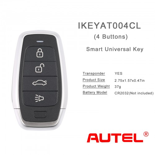 [In Stock] AUTEL IKEYAT004CL AUTEL  Independent, 4 Buttons Smart Universal Key 5pcs/lot