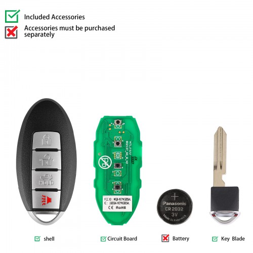 AUTEL IKEYNS004AL Nissan 4 Buttons Universal Smart Key (Trunk/ Panic) 5pcs/lot