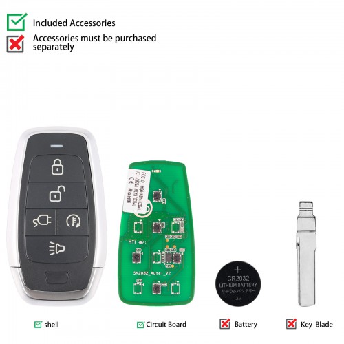 AUTEL IKEYAT005DL AUTEL  Independent, 5 Buttons Smart Universal Key 5pcs/lot