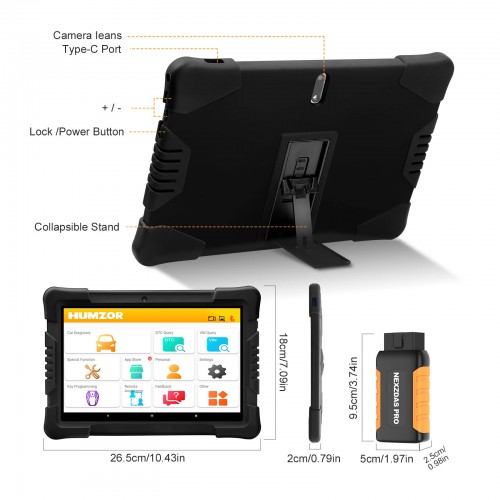 [No TAX] Humzor NexzDAS Pro With 9.6inch Tablet Full System Auto Diagnostic Tool OBD2 Scanner Support Bluetooth Free update for 3 Years