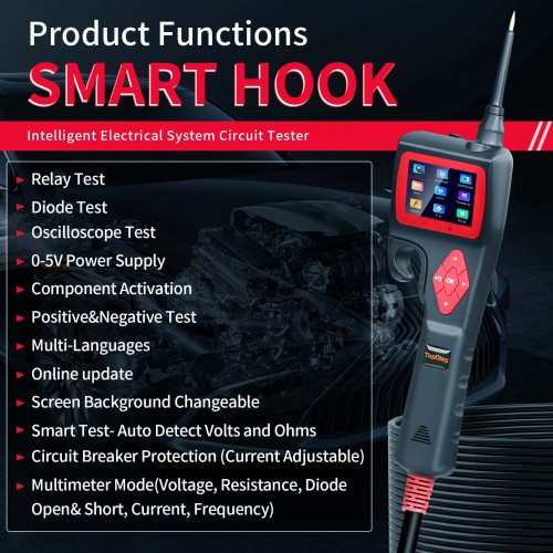 TOPDiag P200 SMART HOOK Powerful Probe for 9V - 30V Electronic Systems Free Update Online