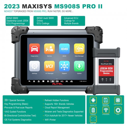 2023 Autel MaxiSys MS908S Pro II Automotive Diagnostic Tool Support SCAN VIN and Pre&Post Scan Tool