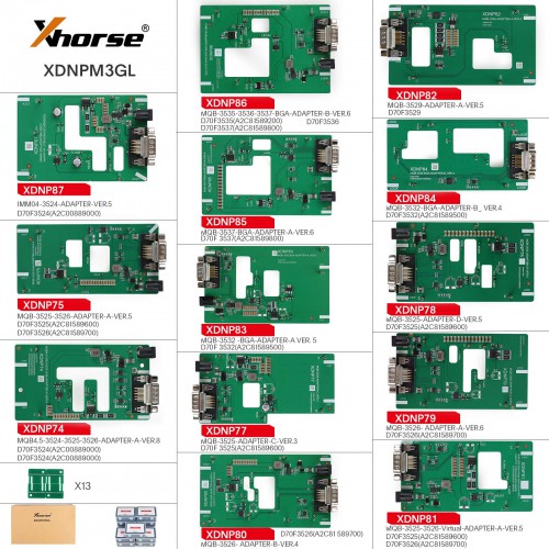 PRE-ORDER Xhorse MQB48 No Disassembly No Soldering 13 Full Set Adapters XDNPM3GL