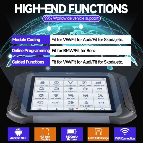 2023 New XTOOL D9S PRO Auto Diagnostic Tool Vehicle Scanner 42 Services Full System Diagnosis ECU Coding Key Programming Active Test CAN FD DoIP