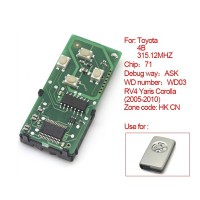 Toyota Smart Card Board 4 Buttons 315.12MHZ Number :271451-0111-HK-CN