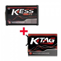 [No TAX] Kess V5.017 Red PCB EU Version Plus Ktag V7.020 with GPT Cable Online Version Full Protocols Activated